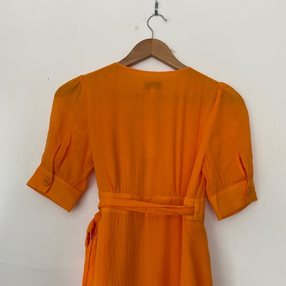 & Other Stories Orange Cotton Blend Wrap Mini Dress - Picture 5 of 5